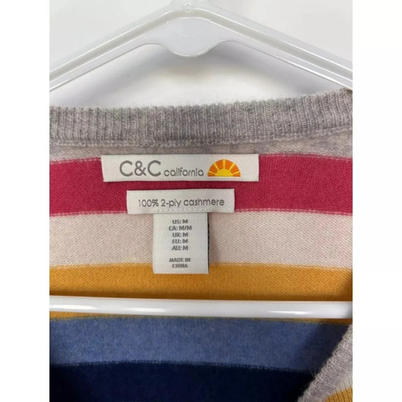 C&C California Casmere striped 2 ply pullover sweater size medium - Picture 6 of 6